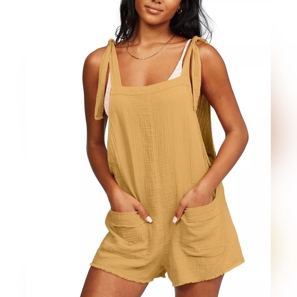 Billabong Pants - Billabong - NWT Girl On The Run Gauze Romper in Sunflower Yellow